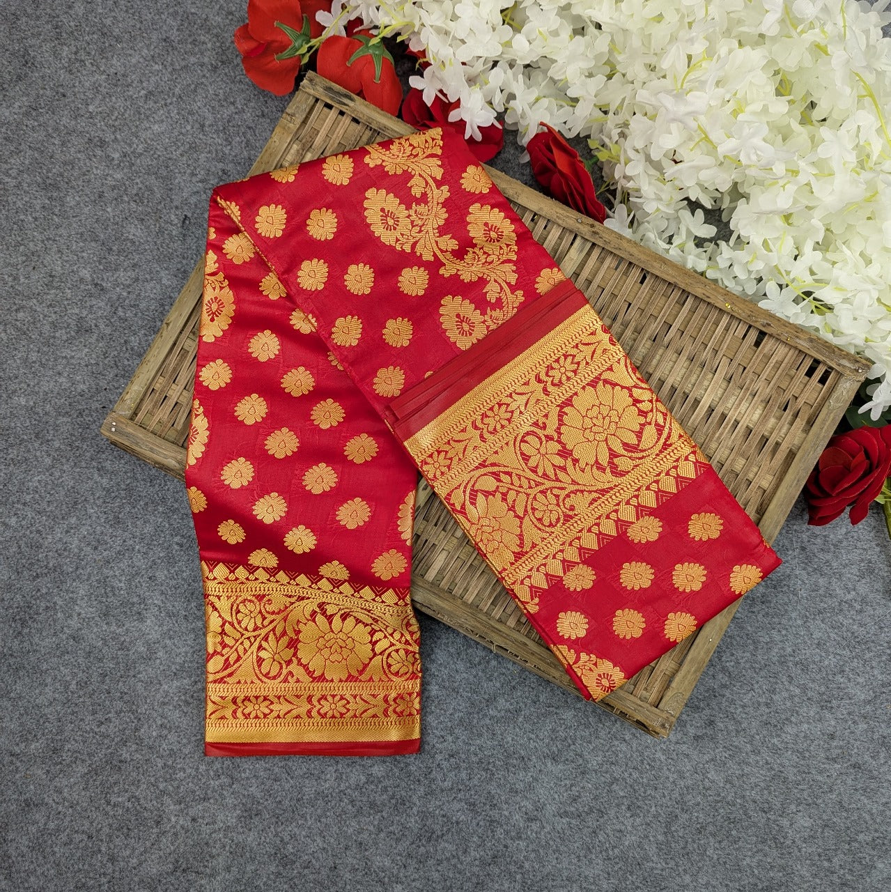 Premium Silk Katan Saree - Red