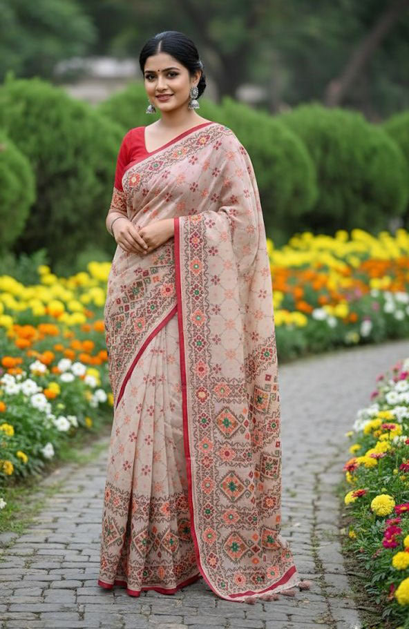 Premium Silk Boutique Skin Print Shari