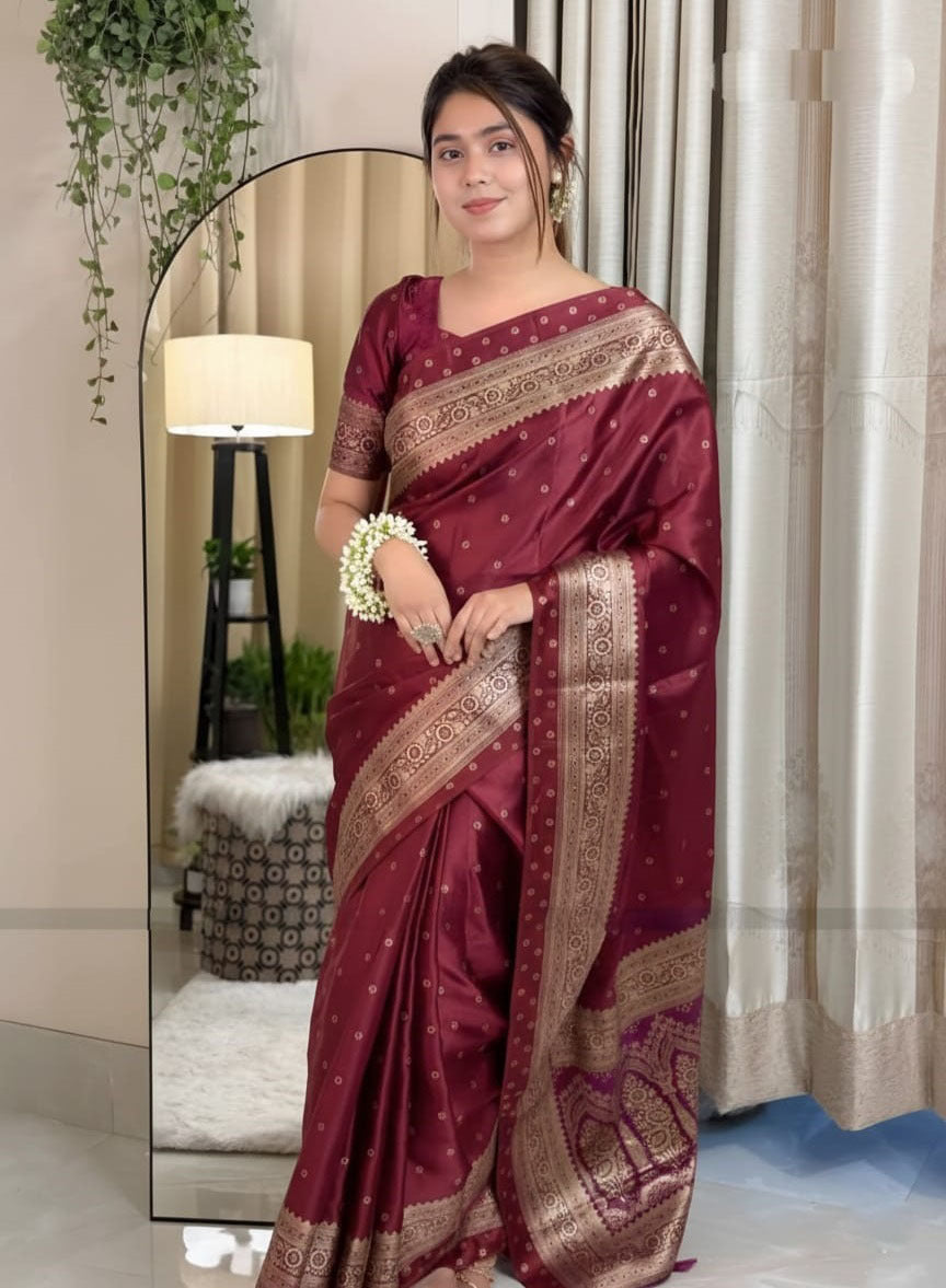 Japani Silk Skin Print Sharee with Blouse Piece