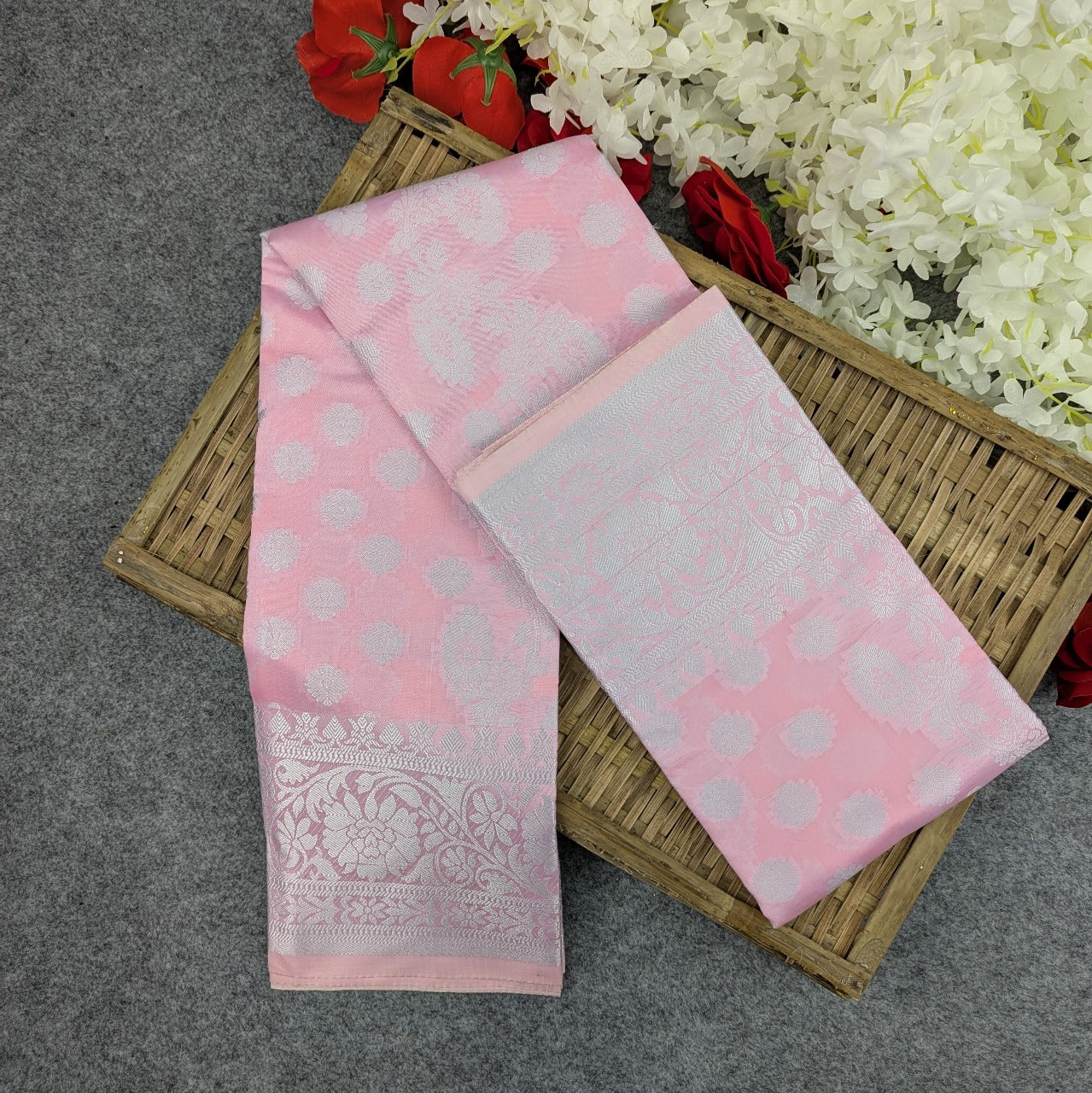 Premium Silk Katan Saree - Light Pink