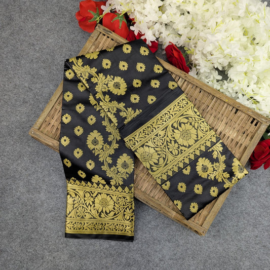 Premium Silk Katan Saree - Black