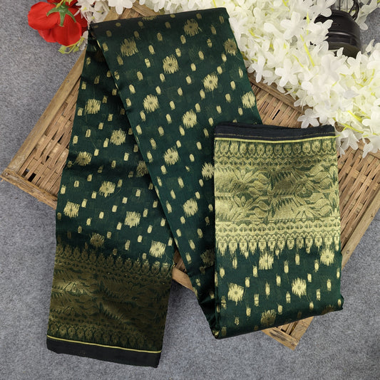 Half Silk Jamdani Saree - Green